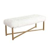 HOMEPOP FAUX FUR RECTANGULAR BENCH (NOT ASSEMBLED)