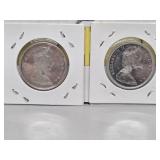 Two 1966 Canadian 50-cent Silver Coins