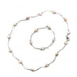 Cultured Pearl Necklace And Bracelet, W/a