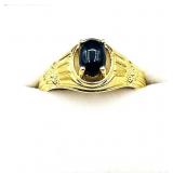 Gold Plated Sterling Silver Natural Blue Sapphire
