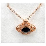 Rose Gold Plated Sterling Silver Natural Blue