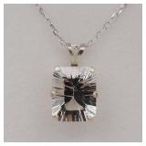 Sterling Silver Natural White Topaz Pendant With