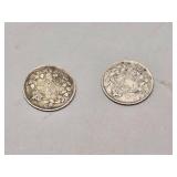1920 Canada 5 Cents Silver Coins
