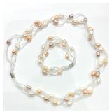 Cultured Pearl Necklace And Bracelet, W/a