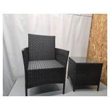 Black Wicker Patio Chair And Side Table Set