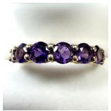 Gold Plated Sterling Silver Natural Amethyst