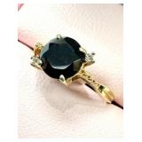 Gold Plated Sterling Silver Natural Black Onyx