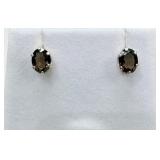 Sterling Silver Natural Smokey Quartz Earrings,