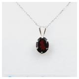 Sterling Silver Natural Garnet (1.27ct) Pendant