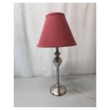 Brushed Metal Table Lamp With Red Shade