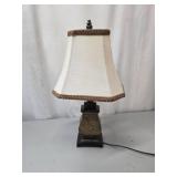 Bronze-style Table Lamp With Fabric Shade
