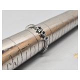 Sterling Silver Ring With Blue Stones