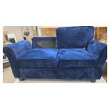 Blue Upholstered Loveseat With Replacement Cushion