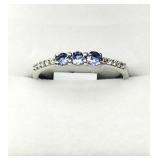 Sterling Silver Natural Tanzanite Ring, Size 10,