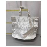 White Quilted Satin Tote Bag