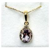 Gold Plated Sterling Silver Natural Amethyst