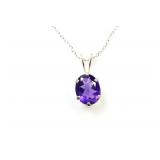 Sterling Silver Natural Amethyst Pendant With