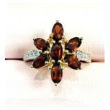 Gold Plated Sterling Silver Natural Garnet With