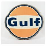 GULF D/S PORC. 'DOG EAR' SIGN WITH ALUMINUM FRAM