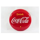 1963 DRINK COCA-COLA PORCELAIN 48' BUTTON SIGN