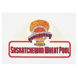 SASKATCHEWAN WHEAT POOL TIN LICENSE PLATE TOPPER