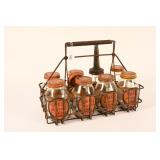 EIGHT SHELL MOTOR OIL QUART BOTTLES WITH CARRIER