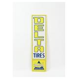 1972 DELTA TIRES TIN VERTICAL SIGN