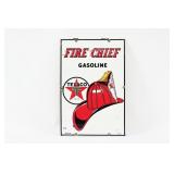 TEXACO FIRE CHIEF GASOLINE PORCELAIN PUMP PLATE SI