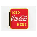 1948 ICED COCA-COLA HERE D/S PORCELAIN FLANGE SIGN