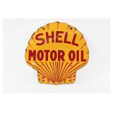 1930'S SHELL MOTOR OIL D/S PORCELAIN CURB SIGN