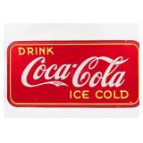 1942 DRINK COCA-COLA ICE COLD PORCELAIN SIGN