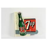 1950'S 7UP D/S PAINTED METAL DIE-CUT FLANGE SIGN