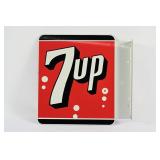 1965 7UP DOUBLE SIDED TIN FLANGE SIGN
