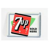 1956 7UP SOLD HERE DOUBLE SIDED TIN FLANGE SIGN