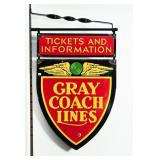 GRAY COACH LINES  D/S PORCELAIN HANGER SIGN