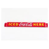 1958 ICED COCA-COLA HERE PORCELAIN PUSH BAR