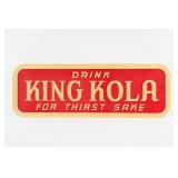 DRINK KING KOLA 'FOR THIRST SAKE' EMBOSSED TIN S