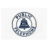 BELL SYSTEM PUBLIC TELEPHONE CONVEX PORCELAIN SIGN