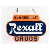 REXALL DRUGS H.M. WOODHULL D/S PORC DEALER SIGN