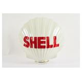 SHELL 2 PC MILK GLASS 'CLAM SHELL' GAS PUMP GLOBE