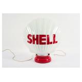 REPRO SHELL MILK GLASS GLOBE W/ LIGHTED BASE