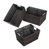 Whitmor Rattique Storage Baskets Set of 3 Espresso