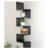 Greenco 5 Tier Wall Mount Corner Shelves Espresso