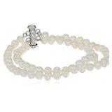 Sterling Silver 2-Row White Freshwater Cultured A