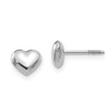 14k White Gold Puff Heart Baby Thread Earrings