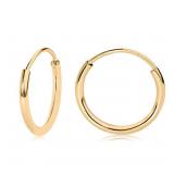 14k Yellow Gold Endless Hoop Earrings 10mm