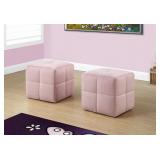 Monarch Specialties I 8164 2 Piece Ottoman- Pink