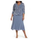 Alex Evenings Women's Plus Size Tea Length Mock Dr