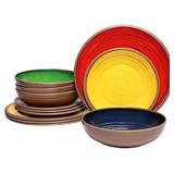 Melange 12-Piece 100 Percent Melamine Dinnerware S