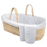 Tadpoles Minky Dot Moses Basket & Bedding Set- Gre